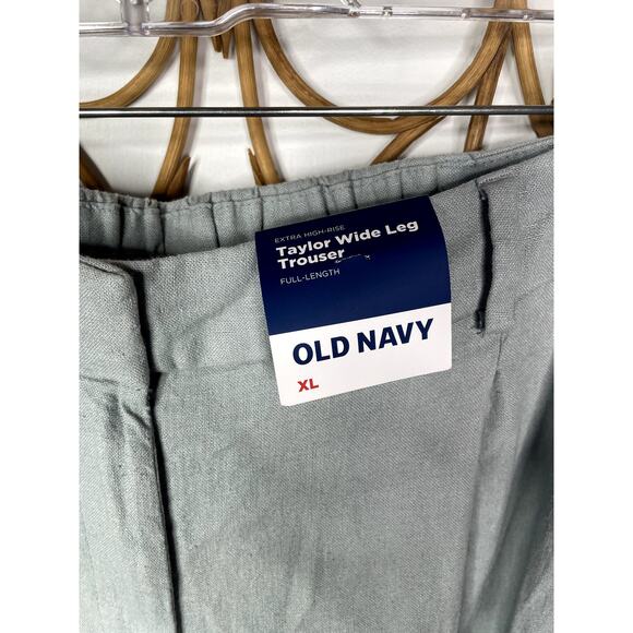 NEW Old Navy Linen Taylor Wide-Leg Trouser Pants Silver Sage XL - Picture 4 of 10